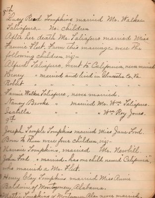 Captain Sally Louisa Tompkins Genealogy Book, Page 14

THIS HAS BEEN DONATED TO THE VIRGINIA MUSEUM OF HISTORY & CULTURE.

Tompkins Genealogy Book.

Page 14

