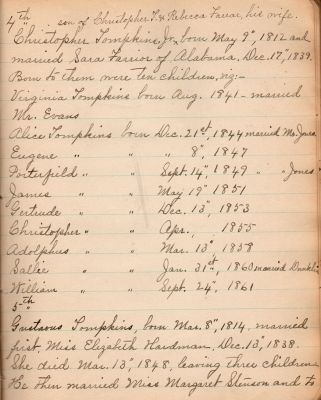 Captain Sally Louisa Tompkins Genealogy Book, Page 18

THIS HAS BEEN DONATED TO THE VIRGINIA MUSEUM OF HISTORY & CULTURE.

Tompkins Genealogy Book.

Page 18
