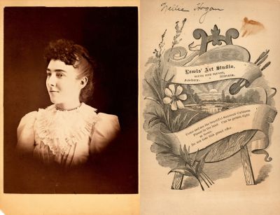 Nellie Hogan

This Cabinet Card Photo States: "Nellie Hogan"

The Photographers name is "Lewis Art Studio", Amboy, Illinois.
