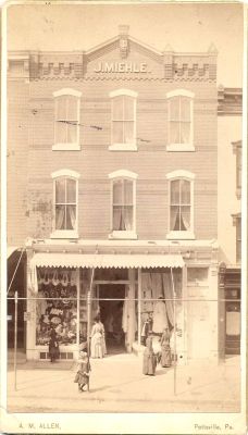 J. Miehle Department Store, Pottsville, Schuylkill, Pennsylvania

THIS HAS BEEN DONATED TO THE SCHUYLKILL COUNTY HISTORICAL SOCIETY.

This is a photo of the J. Miehle Department Store in Pottsville, Schuylkill, Pennsylvania.

This store was originally started by Joseph Miehle.

In 1914 There was a fire in which over $200,000 dollars in damage was sustained to this store.
