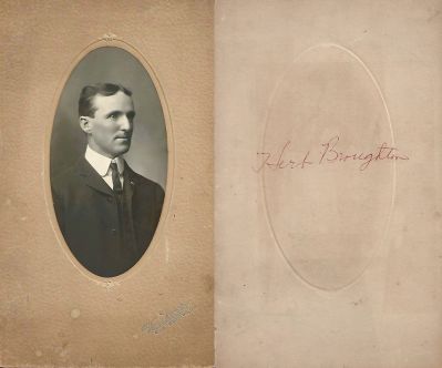 George Herbert Broughton

This photo mounted on board states: "Herb Broughton"

The Photographer's name is "Van Deventer", Decatur, Illinois
