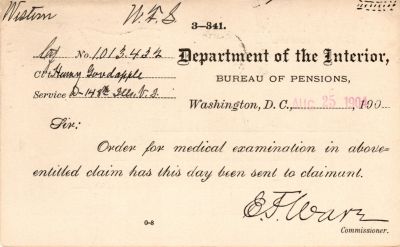 Click to view full size image
==============
Henry Goodapple
This was Donated by Mary Muhlfeld
Civil War Document for Henry Goodapple
Henry Goodapple
This was Donated by Mary Muhlfeld
Civil War Document for Henry Goodapple