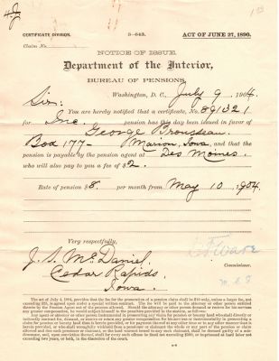 Click to view full size image
==============
George Brousseau
This was Donated by Mary Muhlfeld
Civil War Document for George Brousseau
George Brousseau
This was Donated by Mary Muhlfeld
Civil War Document for George Brousseau
