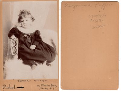 Click to view full size image
==============
Raymond Kieffer
This Cabinet Card Photo States: "Raymond Kieffer"
The Photographers name is "Carhart", Phillipsburg, New Jersey
Raymond Kieffer
This Cabinet Card Photo States: "Raymond Kieffer"
The Photographers name is "Carhart", Phillipsburg, New Jersey