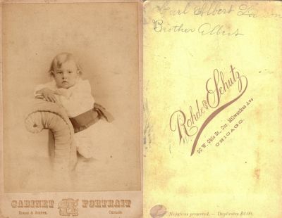 Click to view full size image
==============
Carl Albert Larson
This Cabinet Card Photo States: "Carl Albert Larson, brother Albert"
The Photographers name is "Rohde & Schutz", Chicago, Illinois
Carl Albert Larson
This Cabinet Card Photo States: "Carl Albert Larson, brother Albert"
The Photographers name is "Rohde & Schutz", Chicago, Illinois
