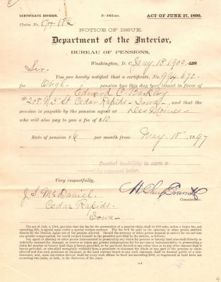 Click to view full size image
==============
Edward C. Barkley
This was Donated by Mary Muhlfeld
Edward C. Barkley Civil War Document
Edward C. Barkley
This was Donated by Mary Muhlfeld
Edward C. Barkley Civil War Document