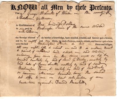 Click to view full size image
==============
George W. Smith & Washington Paine
Deed
George W. Smith to Washington Paine in Weston, Middlesex, Massachusetts.
The Deed is dated 11 September 1824 &
was filed on 13 January 1825
I also have a second Deed dated 6 September 1817 for George W. Smith to Washington Paine that will be sent with the Deed above.
George W. Smith & Washington Paine
Deed
George W. Smith to Washington Paine in Weston, Middlesex, Massachusetts.
The Deed is dated 11 September 1824 &
was filed on 13 January 1825
I also have a second Deed dated 6 September 1817 for George W. Smith to Washington Paine that will be sent with the Deed above.