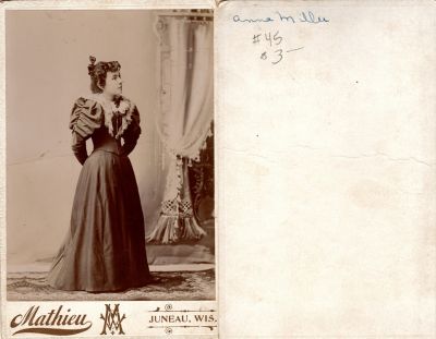 Click to view full size image
==============
Anna Miller
This Cabinet Card Photo States: "Anna Miller"
The Photographers name is "Mathieu", Juneau, Wisconsin
Anna Miller
This Cabinet Card Photo States: "Anna Miller"
The Photographers name is "Mathieu", Juneau, Wisconsin