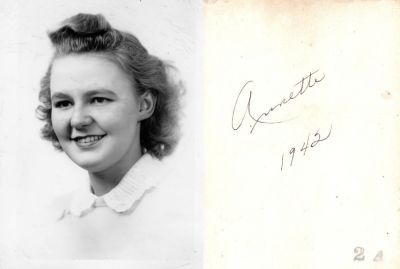 Click to view full size image
==============
Annette
This was Donated by Elaine Swan
This Photo States: "Annette, 1942"
Annette
This was Donated by Elaine Swan
This Photo States: "Annette, 1942"