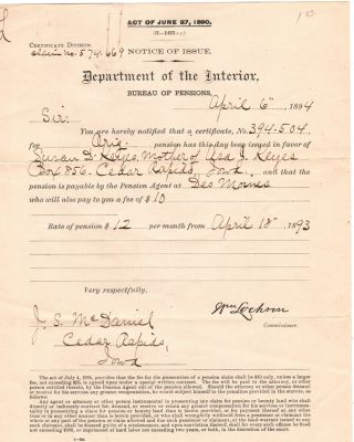 Click to view full size image
==============
Pvt. Asa John Keyes
This was Donated by Mary Muhlfeld
Pvt. Asa John Keyes
Civil War Document.
Pvt. Asa John Keyes
This was Donated by Mary Muhlfeld
Pvt. Asa John Keyes
Civil War Document.