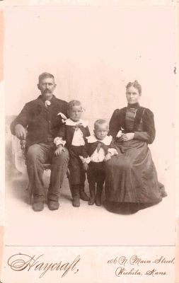Mulford Brackett Higday & Family

This was shared by Tammy Jorgensen

This Cabinet Card Photo is of Mulford Brackett Higday, Mattie May Marymee Higday, Archie Brackett Higday and Edgar Mulford Higday.

The Photographers name is "Haycraft", Wichita, Kansas
