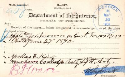 Click to view full size image
==============
Appolas Erwin King
This was Donated by Mary Muhlfeld
Appolas Erwin King
Civil War Document
Appolas Erwin King
This was Donated by Mary Muhlfeld
Appolas Erwin King
Civil War Document