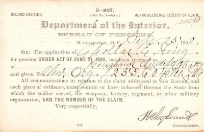 Click to view full size image
==============
Appolas Erwin King
This was Donated by Mary Muhlfeld
Appolas Erwin King
Civil War Document
Appolas Erwin King
This was Donated by Mary Muhlfeld
Appolas Erwin King
Civil War Document