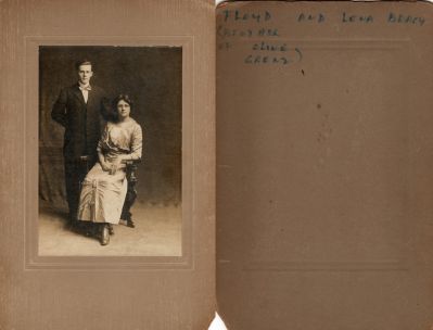 Floyd J. Bracy & Lena M. Trowbridge Bracy

THIS HAS BEEN RETURNED TO FAMILY

This was Donated by Cheryl Webber/ The Terry Girls Genealogy.

This photo mounted on board states: "Floyd & Lena Bracy, (Brother of Olive ___?)


