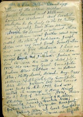 David R. H. Allen

THESE NOTES WERE SHARED BY A ANONOYMOUS MEMBER. 

Notes Taken from the Allen Family Bible.
