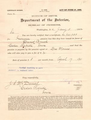 Click to view full size image
==============
David Christian Bruch
THIS HAS BEEN RETURNED TO FAMILY
This was Donated by Mary Muhlfeld
Civil War Document for David Christian Bruch
David Christian Bruch
THIS HAS BEEN RETURNED TO FAMILY
This was Donated by Mary Muhlfeld
Civil War Document for David Christian Bruch