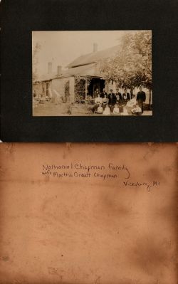 The Nathaniel Chapman Family

This photo mounted on board states: "Nathaniel Chapman Family, wife Martha Orcutt Chapman, Vicksburg, MI"
