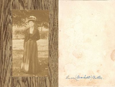 Click to view full size image
==============
Ilura M. Brackett Butler
This Photo was Donated by Mel Gamertsfelder
This Photo States: "Lura (Brackett) Butler"
Ilura M. Brackett Butler
This Photo was Donated by Mel Gamertsfelder
This Photo States: "Lura (Brackett) Butler"