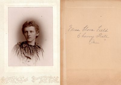 Miss Flora Field

This was Donated by Cheryl Webber/ The Terry Girls Genealogy.

This photo mounted on board states: "Miss Flora Field, Cherry Flats, PA"

The Photographers name is "Russell", Blossburg, Pennsylvania.
