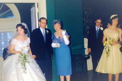 Click to view full size image
==============
Bill & Ann Wilckens Wedding
THIS HAS BEEN RETURNED TO FAMILY
This 35MM Slide States: "Group Shot Wedding Reception, Bill & Ann, Maplewood Club, 4th April, 1961,"
Bill & Ann Wilckens Wedding
THIS HAS BEEN RETURNED TO FAMILY
This 35MM Slide States: "Group Shot Wedding Reception, Bill & Ann, Maplewood Club, 4th April, 1961,"